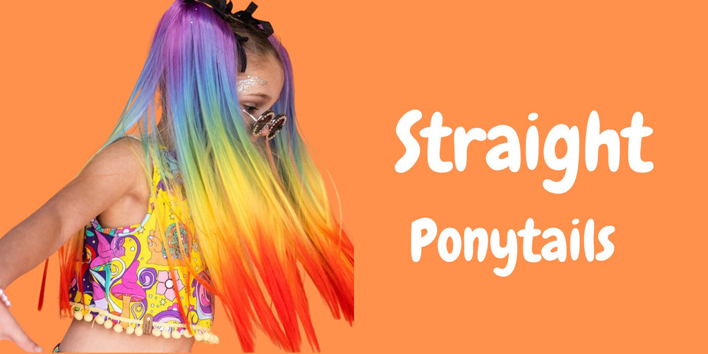 straight ponytail in blue girl, wore by a little girl