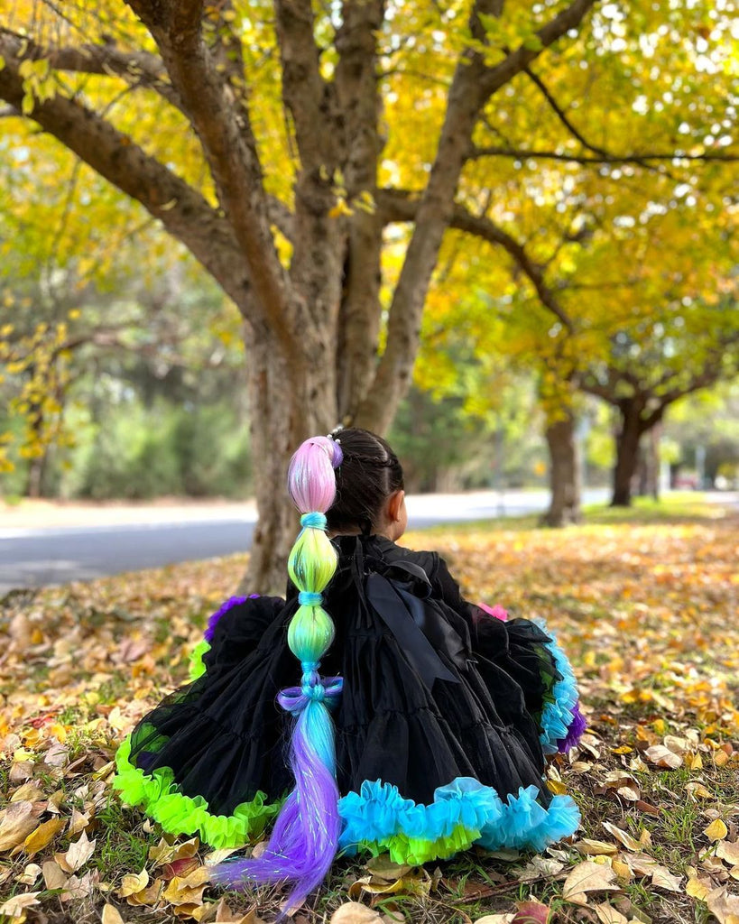 rare look of girl in Rainbow Sherbet Straight Ponytail 