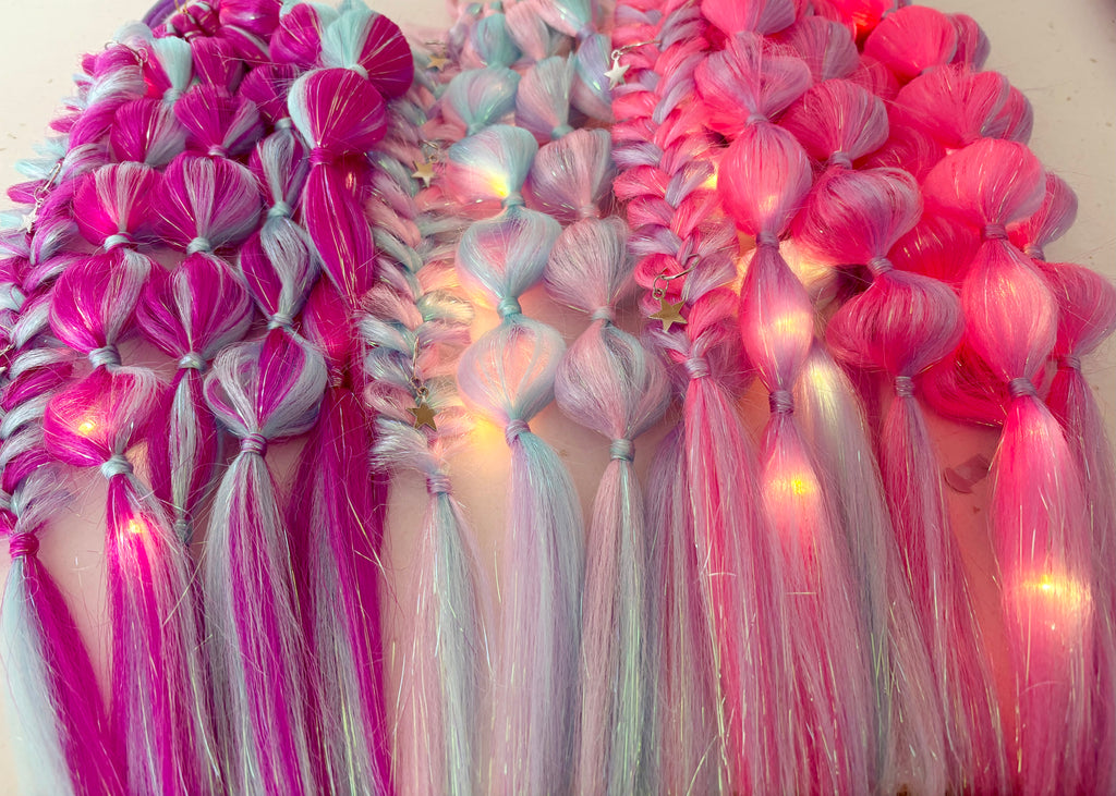 Tie-in Ponytail - Electric Plum LED light up Bubble Braid - 50cm/50g ...