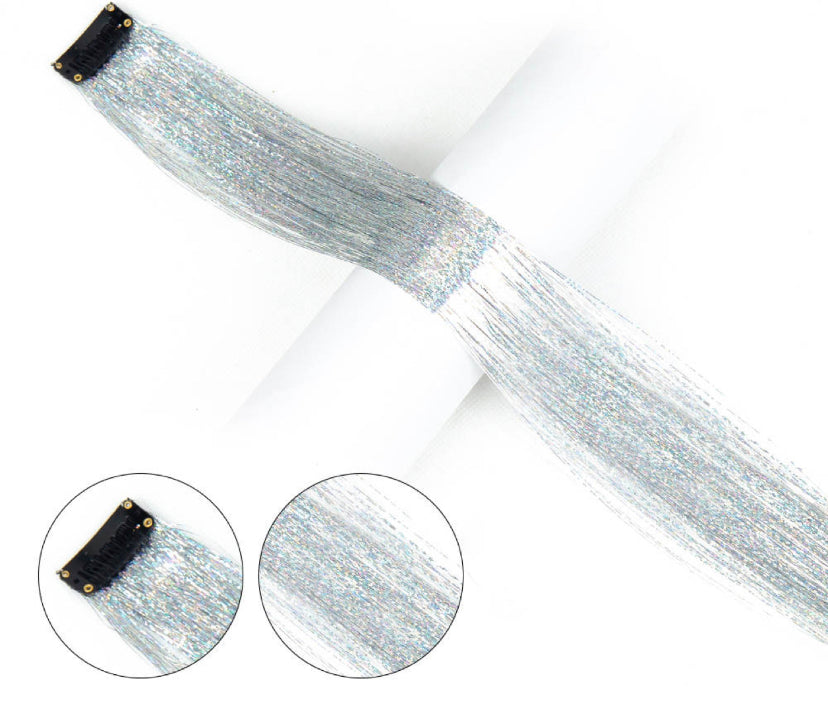 tinsel hair extensions - SILVER