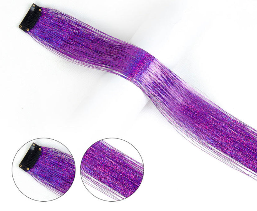 tinsel hair extensions (straight) - PURPLE