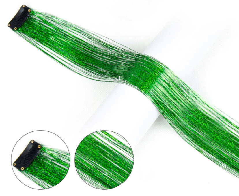 tinsel hair straight extensions - GREEN