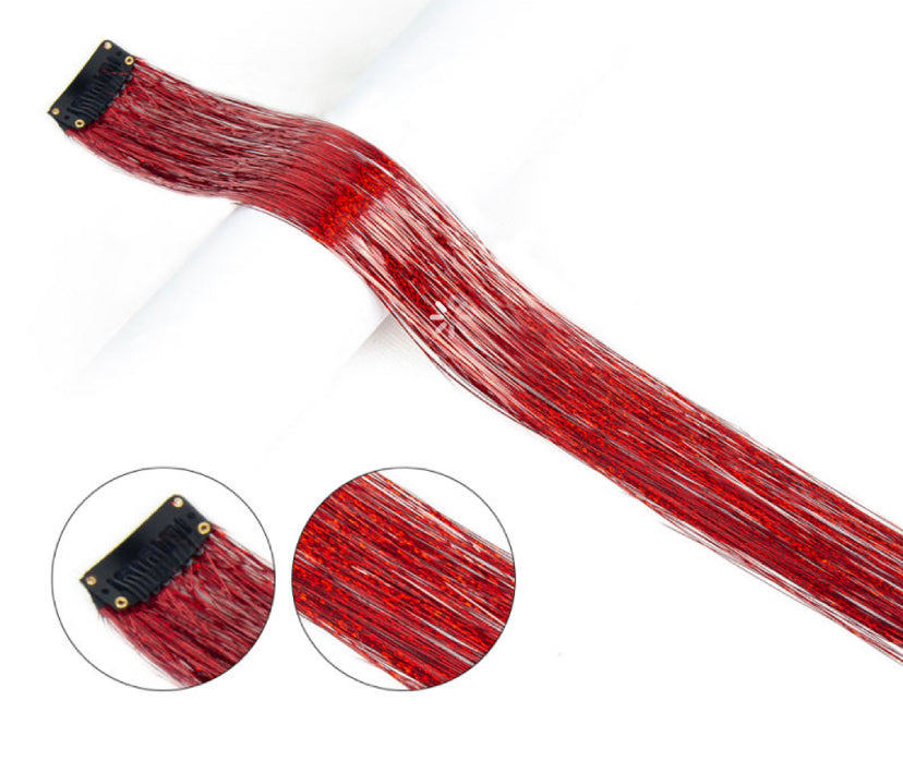 tinsel hair extensions - RED