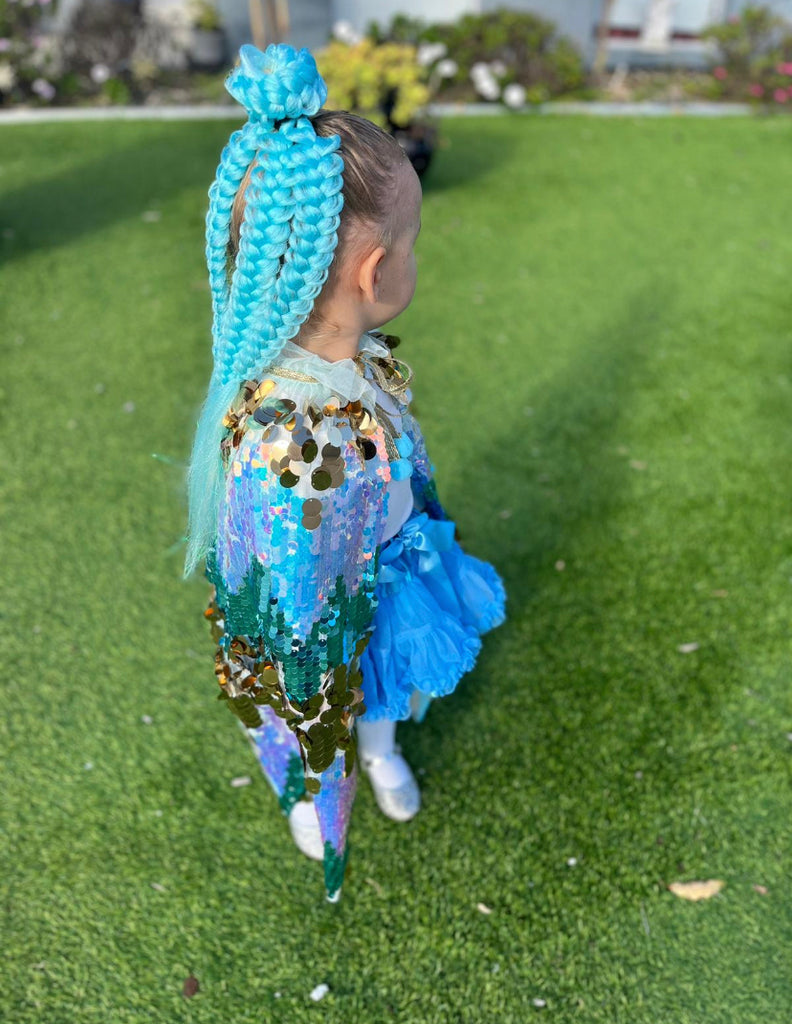 Blue Sequin Cape, rear look